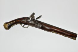 A GOOD QUALITY REPRODUCTION OF A FLINTLOCK BRITISH ARMY HEAVY DRAGOON PISTOL, expertly aged, it