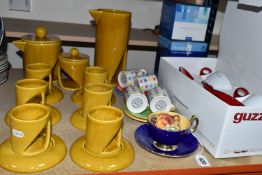 A COLLECTION OF TEA AND COFFEE WARES, comprising a boxed Aynsley Orchard Gold tea cup and saucer,