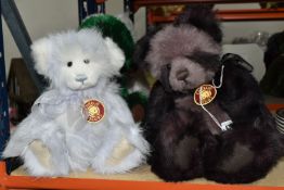 SIX CHARLIE BEARS TEDDY BEARS, comprising Plum Pudding CB614999, Nancy CB614837B, Rowena CB131351,