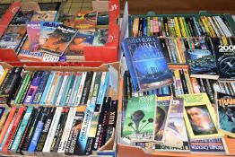 FOUR BOXES OF SCIENCE FICTION / HORROR BOOKS containing approximately 263* titles in paperback