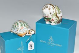 TWO BOXED ROYAL CROWN DERBY CHRISTMAS PAPERWEIGHTS, comprising Christmas Hedgehog and Winter