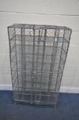A WIRE MESH DOUBLE DOOR LOCKER, on hair pin legs, with 40 sections, width 75cm x depth 35cm x height