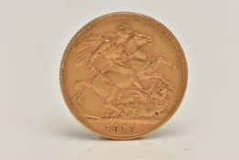 AN EARLY 20TH CENTURY FULL GOLD SOVEREIGN COIN, depicting Edward VII, dated 1910, approximate