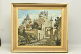 ATTRIBUTED TO H.W. WRIGHT (20TH CENTURY) 'CARCASSONNE', a view of the medieval citadel , signed with