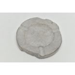 A BLUE LIAS STONE ASHTRAY, bears label to the underside stamped 'EXETER CATHEDRAL LOCAL BLUE LIAS