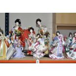 TWELVE FIGURES OF JAPANESE LADIES, to include Bradford Exchange 'Delicate Elegance', Danbury Mint