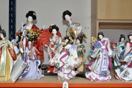 TWELVE FIGURES OF JAPANESE LADIES, to include Bradford Exchange 'Delicate Elegance', Danbury Mint