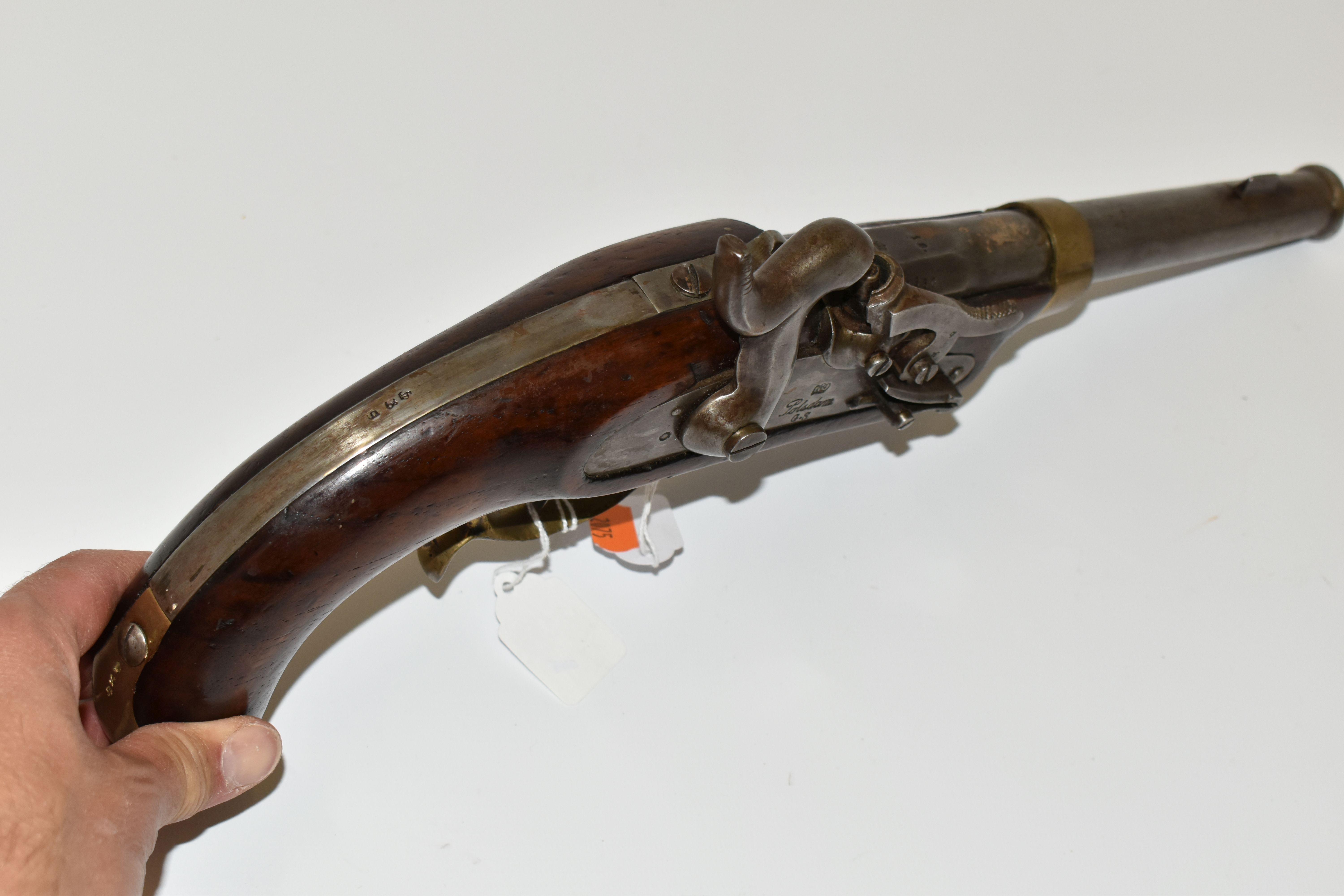 A REPLICA 20 BORE FLINTLOCK POTSDAM PRUSSIAN ARMY ISSUE MILITARY PISTOL FITTED WITH AN 8¾'' BARRE - Image 7 of 9