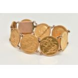 A FULL SOVEREIGN BRACELET designed as a series of eight full sovereigns, dates to include 1895,