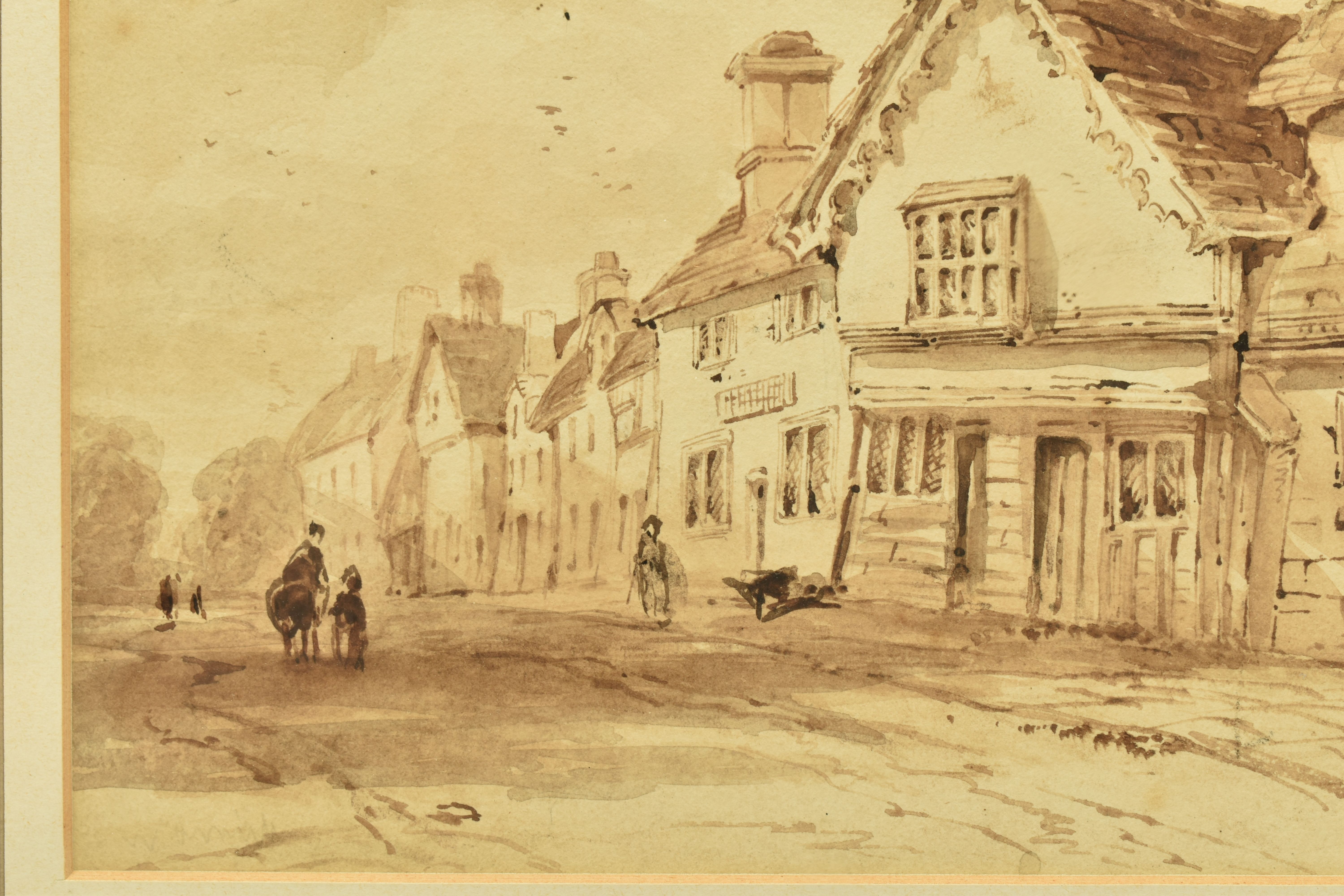 CIRCLE OF DAVID COX (1783-1859) WARWICK, a view of a street in Warwick, unsigned, attribution verso, - Image 4 of 5