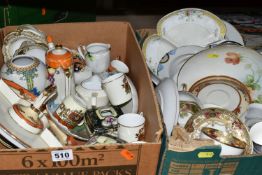 TWO BOXES OF NORITAKE PORCELAIN, including part coffee sets, dressing table items, incomplete hors