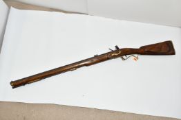 AN OLD GOOD QUALITY REPLICA OF A BAKER RIFLE, smooth bored for only part of is barrel length, it
