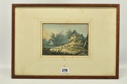 RICHARD SASS (1774-1849) LANDSCAPE WITH COTTAGES, signed bottom right, watercolour on paper,