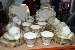 COPELANDS GROSVENOR CHINA PART TEA SET, comprising thirteen cups, saucers and side plates, a