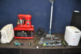 A SELECTION OF HOUSEHOLD ELECTRICALS, to include a Vax cordless 22.2v vacuum, with various