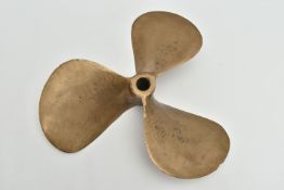 A BRONZE THREE BLADE BOAT PROPELLOR, stamped 460x460 331, diameter approx. 42cm (Condition Report: