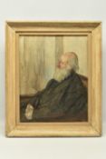 ATTRIBUTED TO JOHN CARSWELL (BRITISH 1931-?) ' A PORTRAIT', a seated portrait depicting an old