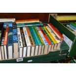 TWO BOXES OF SCIENCE FICTION BOOKS, containing seventy-one titles, mostly in hardback format,