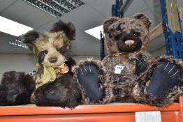 TWO CHARLIE BEARS TEDDY BEARS, comprising 'Gerry', a jointed bear, five bells to his collar,