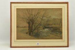 CIRCLE OF WILLIAM MARK FISHER (1841-1923) A SKETCH OF A RIVER LANDSCAPE, no visible signature,