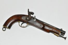 A GOOD QUALITY REPRODUCTION OF AN EAST INDIA GOVERNMENT ISSUE PERCUSSION HOLSTER PISTOL, expertly