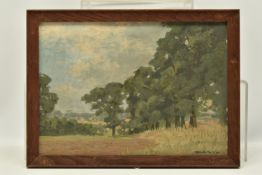 JOHN ALFRED HAGGIS (1897-1968) 'LOOKING TOWARDS CHIGWELL ROW, ESSEX', an English landscape with