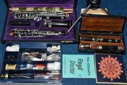 A CASED OBOE, A CASED PICCOLO AND ACCESSORIES, to include a Howarth & Co, London, oboe in hard