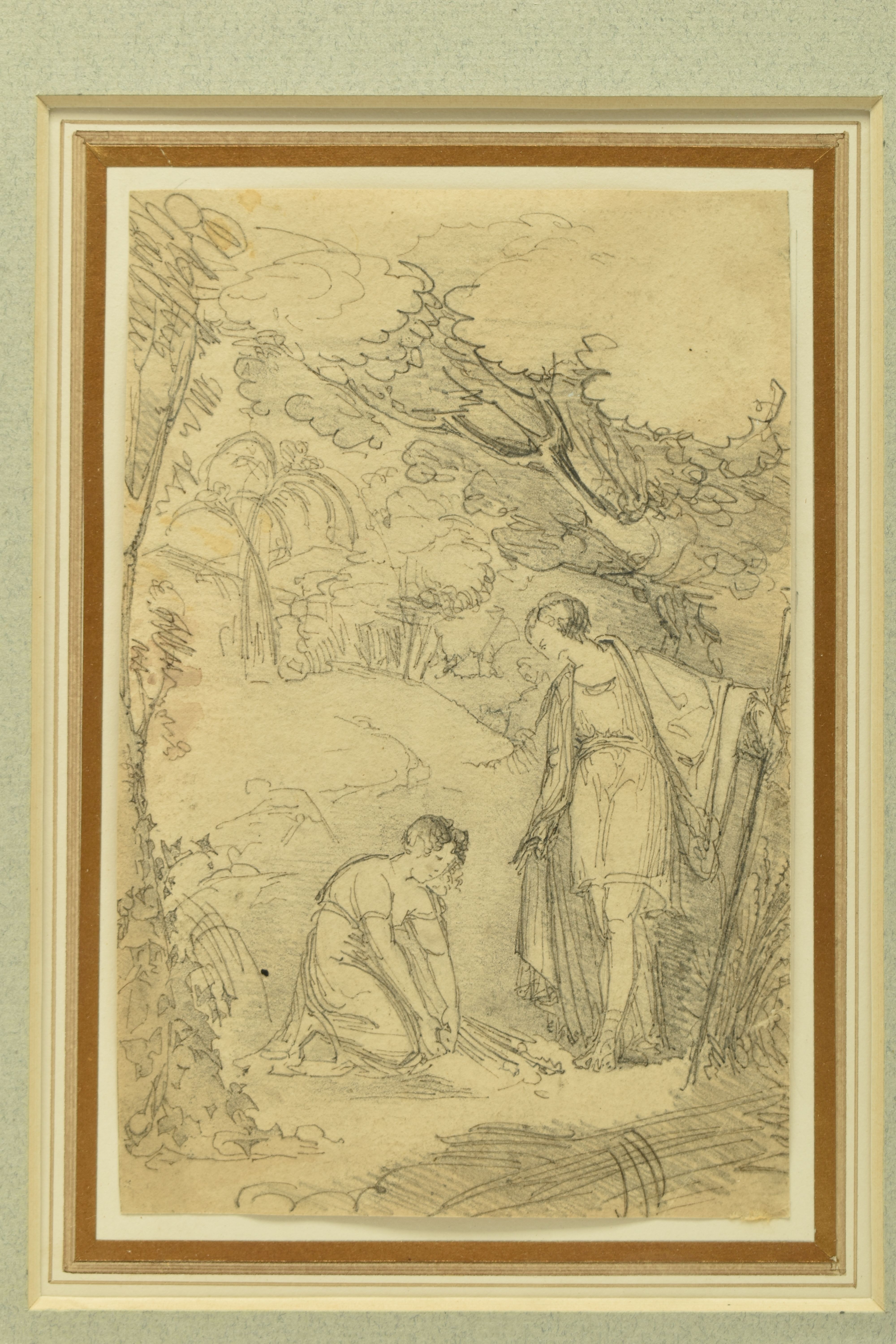 CIRCLE OF WILLIAM PITTS (1790-1840) 'RUTH AND BOAZ', a sketch depicting the Biblical figures, - Image 2 of 4