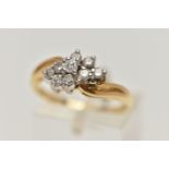 AN 18CT GOLD DIAMOND CLUSTER RING, marquise shape cluster set with nine round brilliant cut