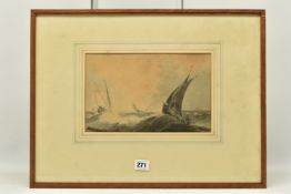 SAMUEL OWEN (1768-1857) A MARITIME SCENE DEPICTING BOATS IN ROUGH SEAS, initialled and dated 1804