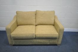 A YELLOW UPHOLSTERED SOFA BED, length 158cm x depth 91cm x height 68cm (condition report: good)