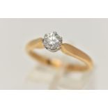 AN 18CT GOLD SINGLE STONE DIAMOND RING, round brilliant cut diamond, faceted girdle, estimated