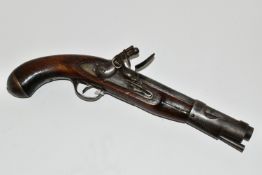 A GOOD QUALITY REPRODUCTION OF FLINTLOCK FRENCH MILITARY PISTOL, expertly aged,its lock is marked Mr