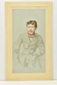 ATTRIBUTED TO CARLO PELLEGRINI / APE (1839-1889) A PORTRAIT STUDY, an unfinished seated portrait