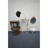 A SELECTION OF OCCASIONAL FURNITURE, to include a walnut occasional table with a glass centre,