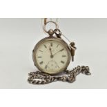 A SILVER OPEN FACE POCKET WATCH, key wound movement, dial signed 'The Express English Lever' 'J G