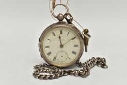 A SILVER OPEN FACE POCKET WATCH, key wound movement, dial signed 'The Express English Lever' 'J G