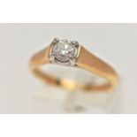 AN 18CT GOLD SINGLE STONE DIAMOND RING, round brilliant cut diamond, wide faceted girdle,