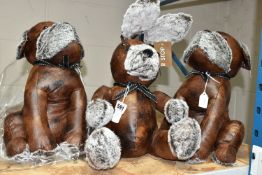 THREE MODERN LESSER & PAVEY ANIMAL DOORSTOPS, comprising a rabbit and two dogs, with plush and