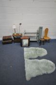 A SELECTION OF OCCASIONAL FURNITURE, to include two John Lewis rugs, two table lamps, two wooden