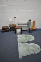 A SELECTION OF OCCASIONAL FURNITURE, to include two John Lewis rugs, two table lamps, two wooden