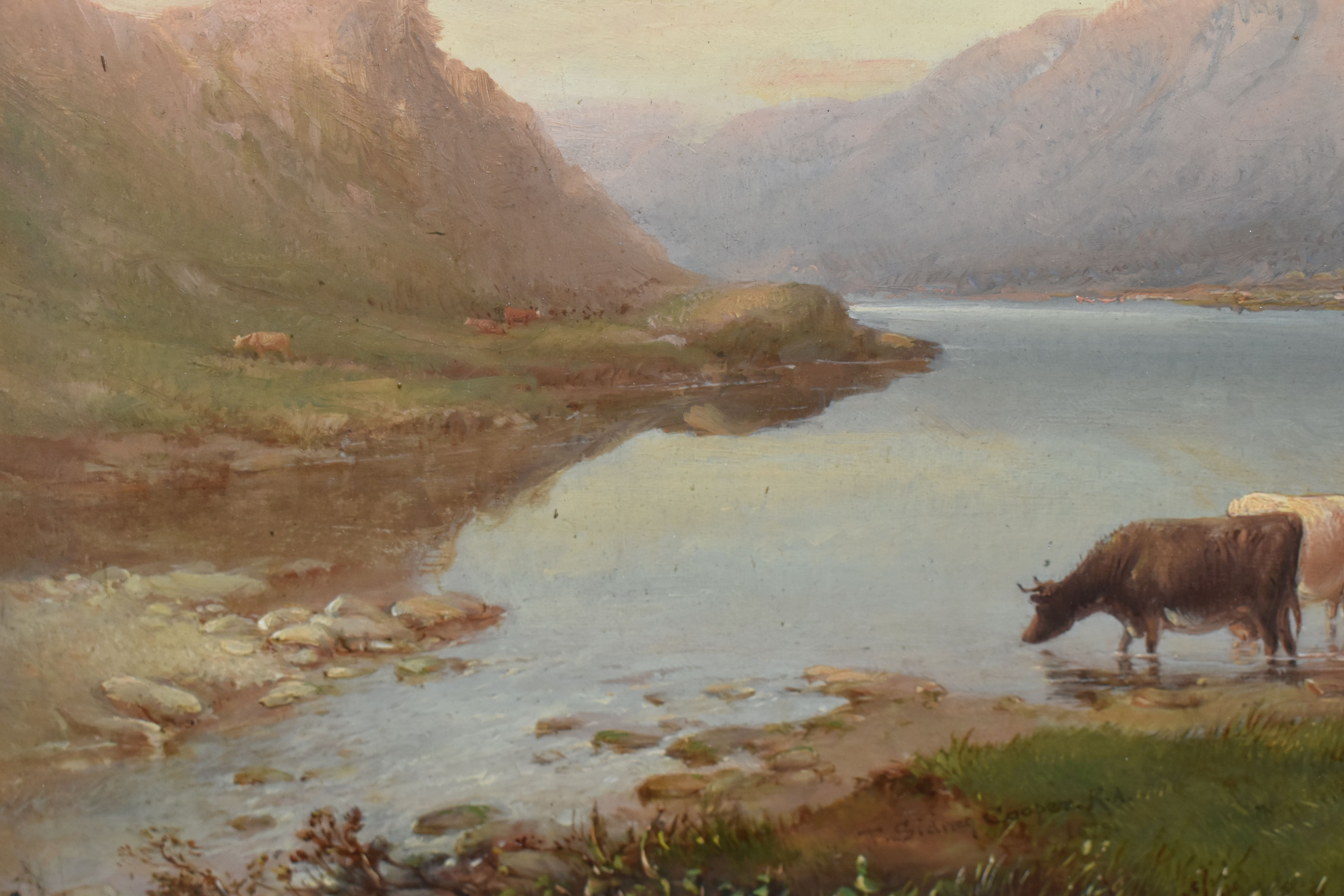 CIRCLE OF THOMAS SIDNEY COOPER (1803-1902) A HIGHLAND LANDSCAPE WITH CATTLE, bears a signature and - Image 3 of 4