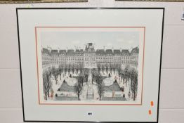 CUCA ROMLEY (SPAIN 1933-) 'PARIS PLACE De VOSGES', an etching with colours depicting the square in