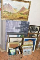 A QUANTITY OF PICTURES AND PRINTS ETC, to include an impressionist style Scottish landscape '