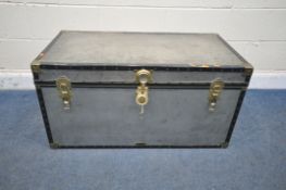 A MOSSMAN MADE TRAVELING TRUNK, length 98cm x depth 52cm x height 50cm (condition report: two
