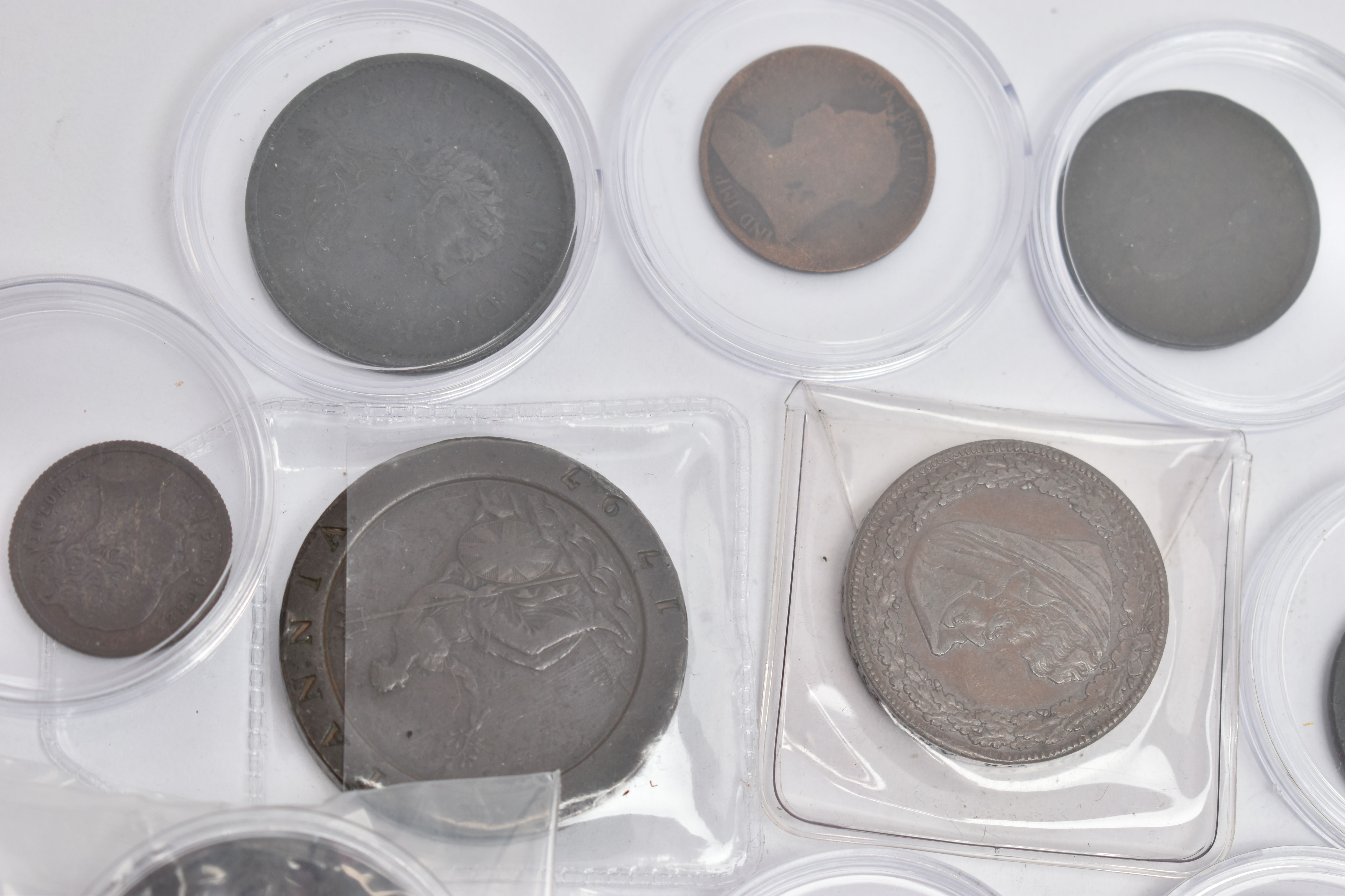 A QUANTITY OF MAINLY COPPER COINAGE TO INCLUDE CARTWHEEL TWO PENCES, PENNIES, 1799, 1806 PENNIES, - Image 2 of 5