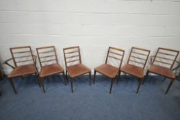 A SET OF SIX MID CENTURY TEAK MCINTOSH DINING CHAIRS, including two carvers (condition report: one