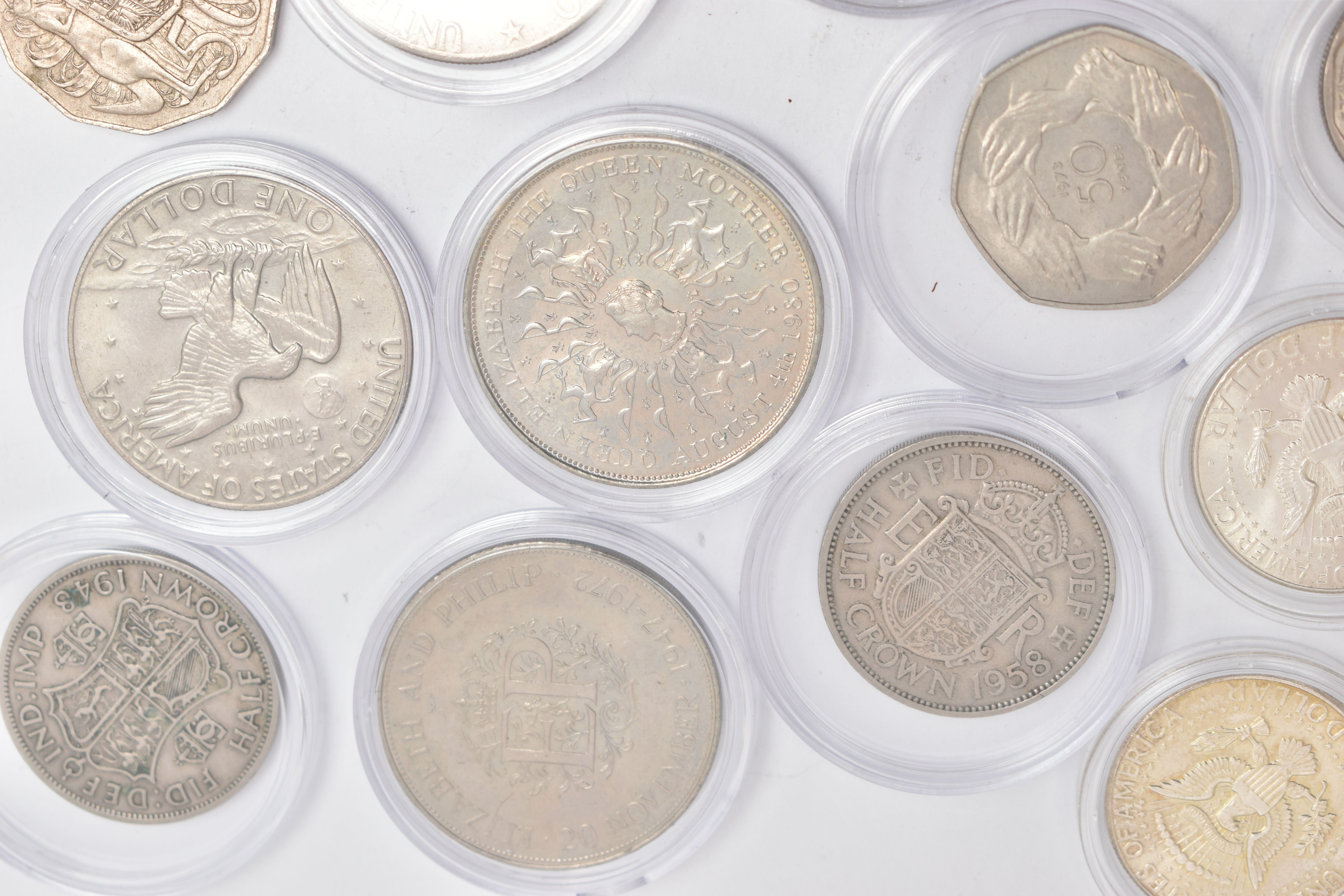 A QUANTITY OF USA HALF DOLLAR COINS, to include 8 x Kennedy Half Dollars 1964, a Bell Half Dollar - Image 3 of 6