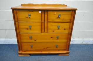 A MODERN PINE CHEST OF FOUR SHORT OVER TWO LONG DRAWERS, width 105cm x depth 46cm x height 96cm (