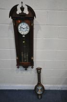 A JAMES STEWART OF ARMAGH MAHOGANY CASED VIENNA STYLE REGULATOR WALL CLOCK, the seven inch enamel